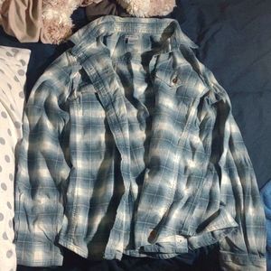 Carhartt medium blue, white flannel